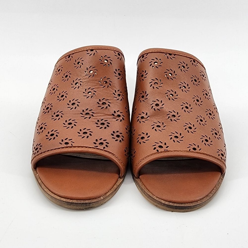 Jack Rogers Ronnie Mocha Perforated Heeled Mule Slides - Picture 7 of 9
